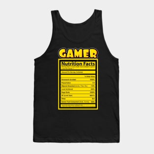 'Gamer Nutrition Blue Label Facts' Video Gamer Gift Tank Top
